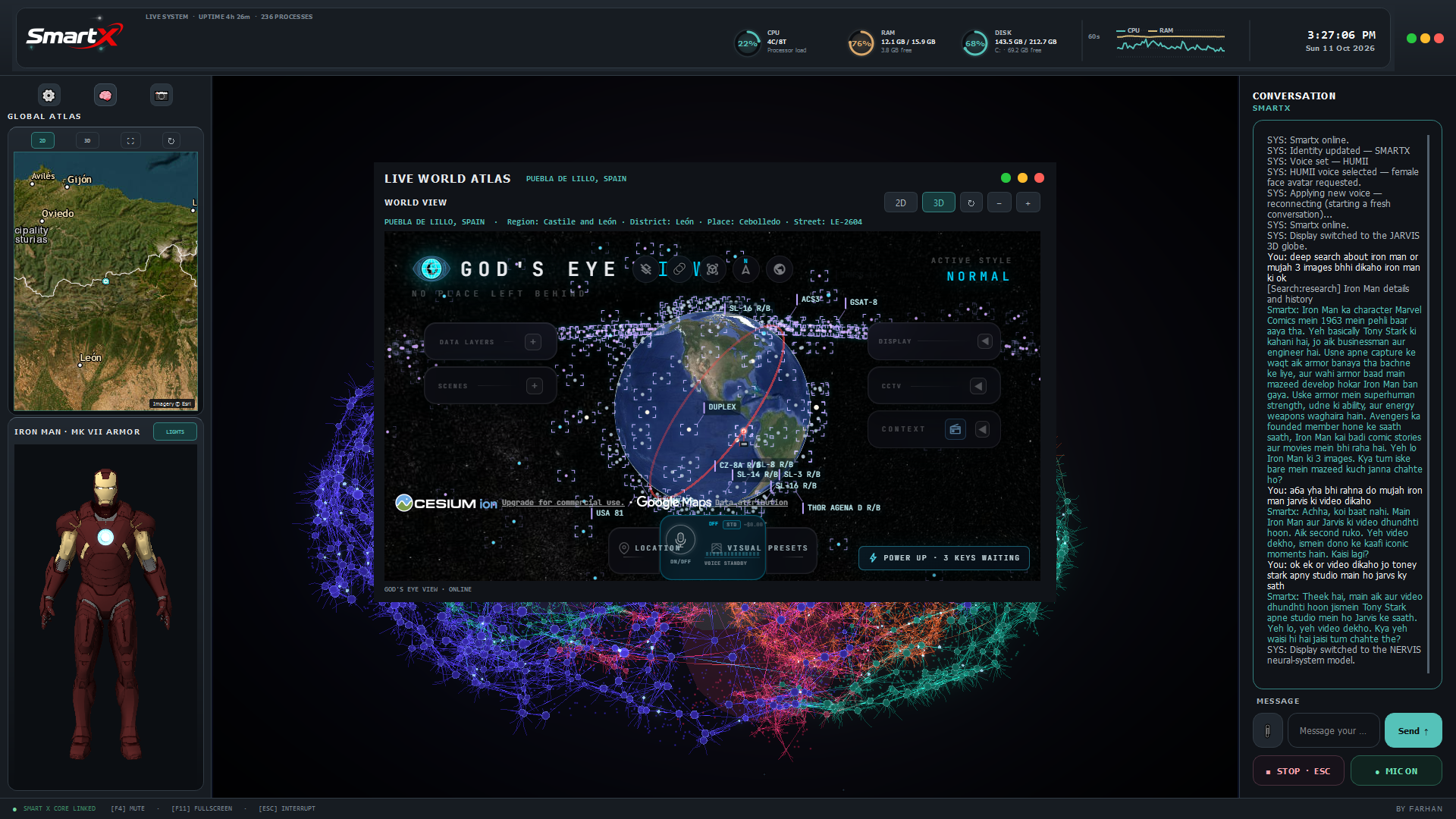 The Smart X live world atlas interface